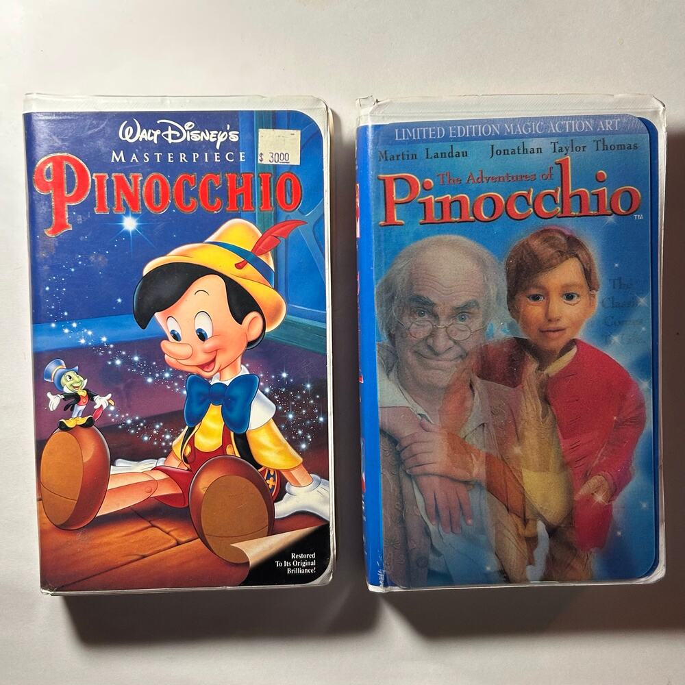 Pinocchio - Disney Animated/Live Action Limited Edition Film Lot of 2 - VHS